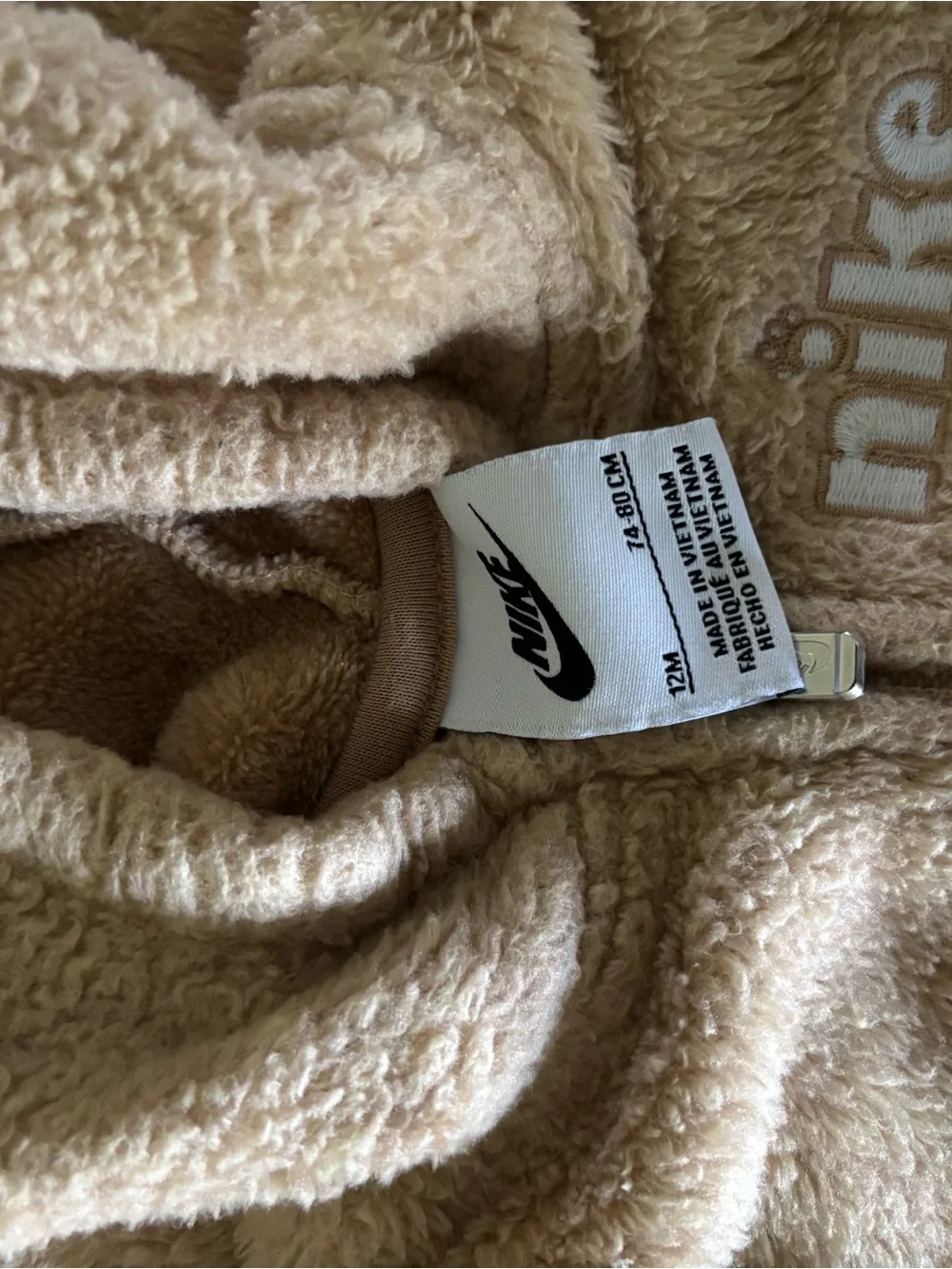 Nike Beige Sherpa Zip-Up Hoodie